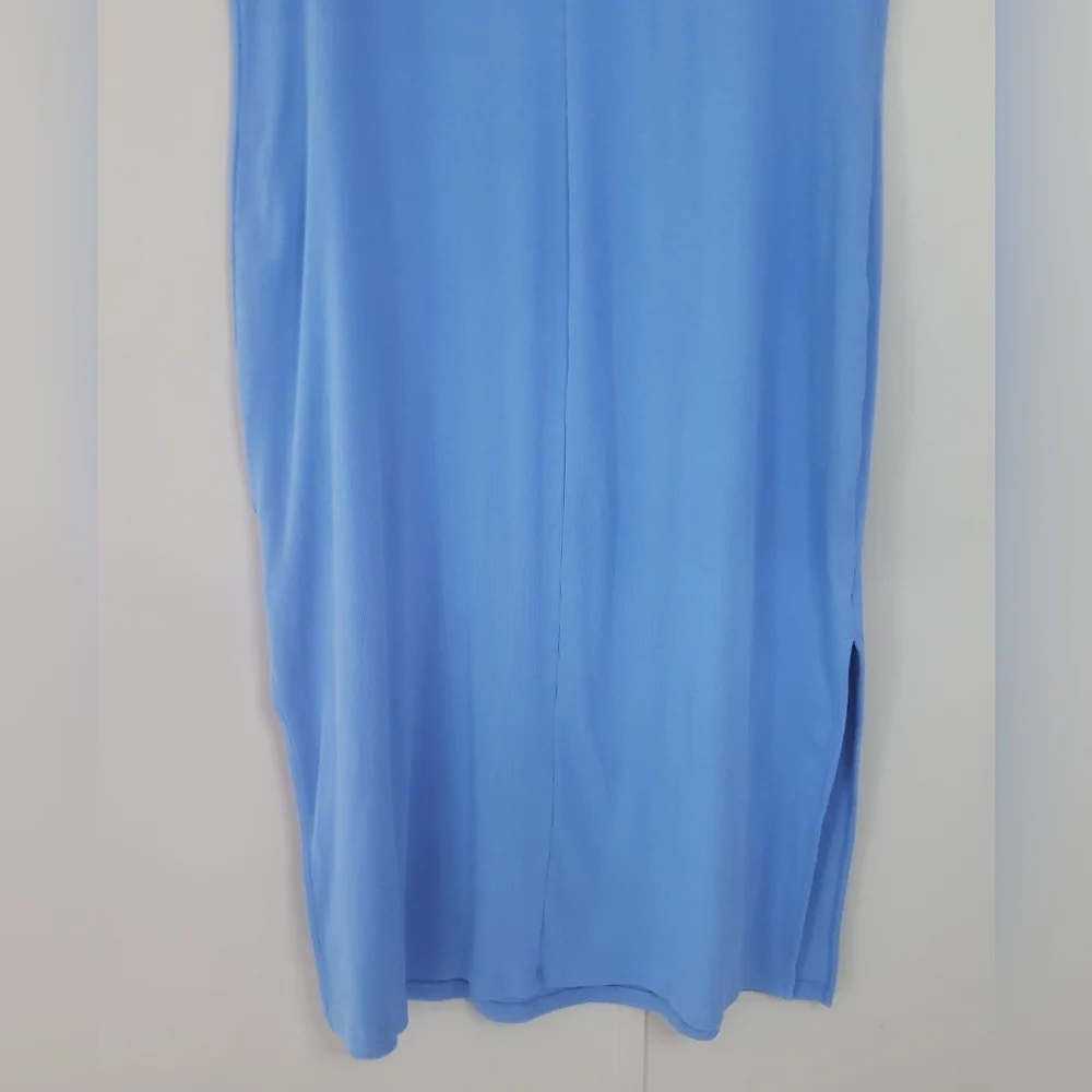 Old Navy Cloisonne Blue Fitted Rib-Knit Scoop-Neck Midi Dress - Picture 6 of 11